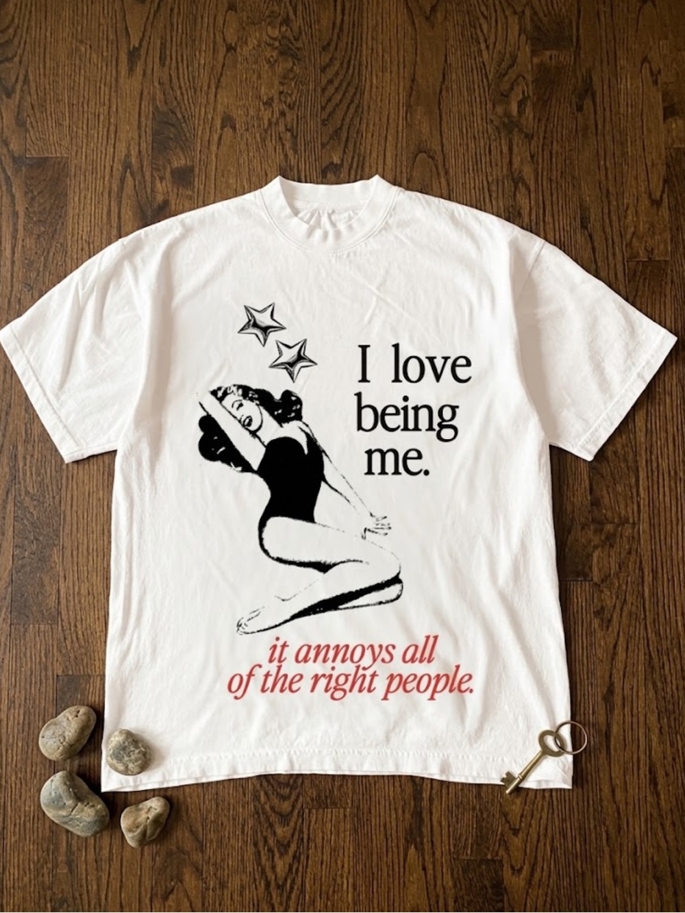 Gildan I Love Being Me White Graphic Tee - Classic Statement Shirt